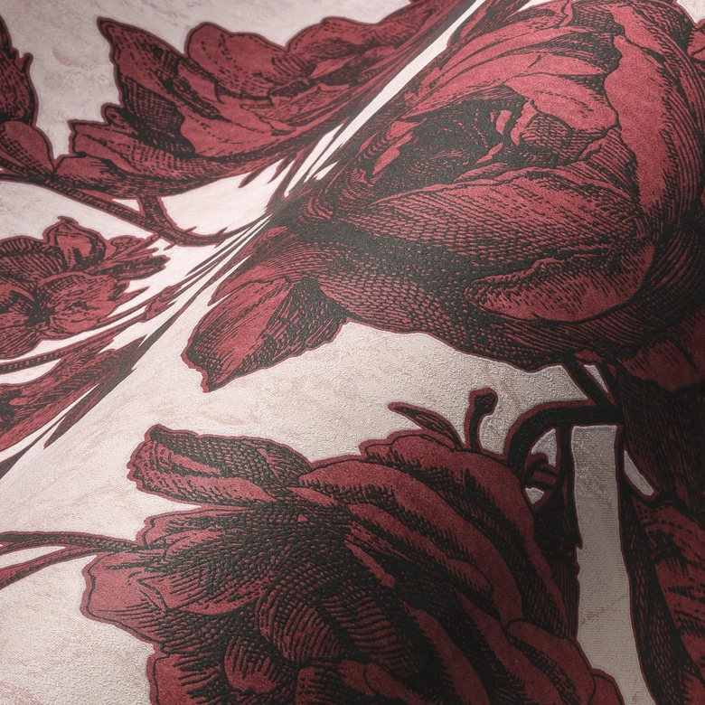 Livingwalls Rosentapete My Home My Spa Vliestapete Romantic Home rot, rosa, schwarz 