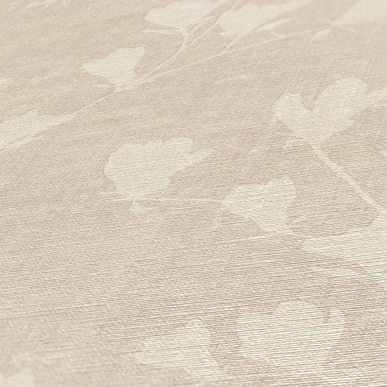 Blatt Tapete Beige modern - florale Blätter Vliestapete Blumen 