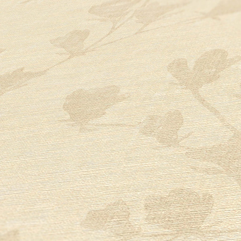 Feuilles papier peint beige - papier peint intissé floral salon 