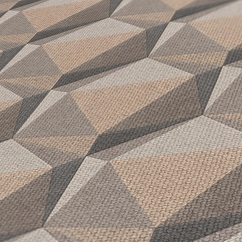Papier peint 3D Beige Gris - papier peint intissé moderne géométrique  