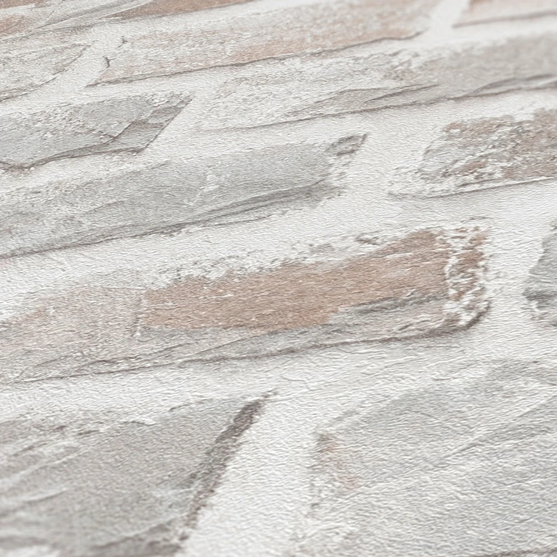 behang stone look - steen behang PVC-vrij van A.S. Création grijs wit 386371 