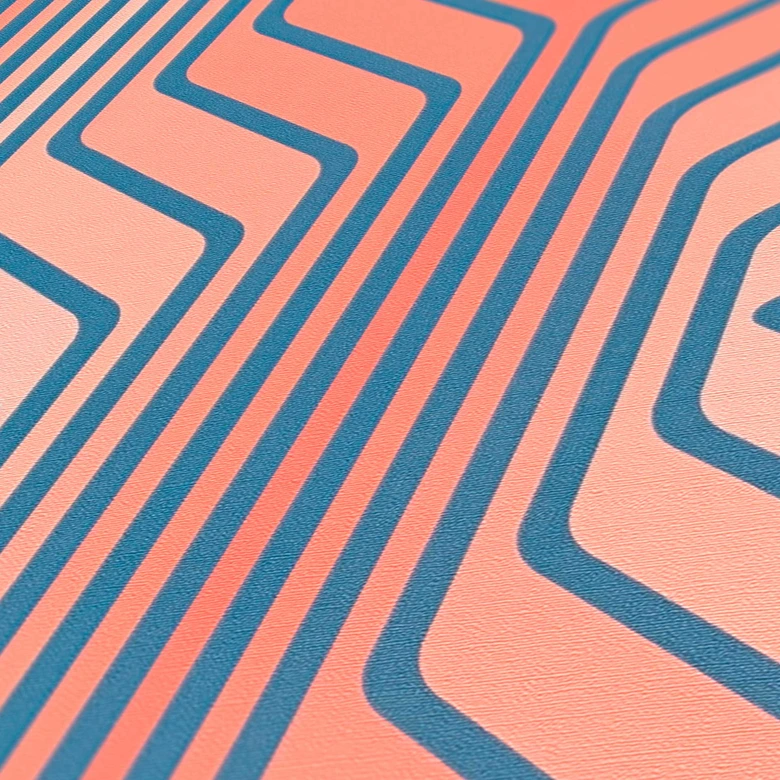 Retro tapet rödblå - vintage non-woven tapet abstrakt - mönster tapet texturerad skal och stick tapet 