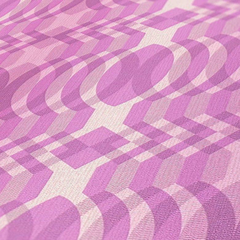 Geometrische Vliestapete Lila Creme - Grafik-Tapete im Retro-Stil - Vintage Mustertapete  