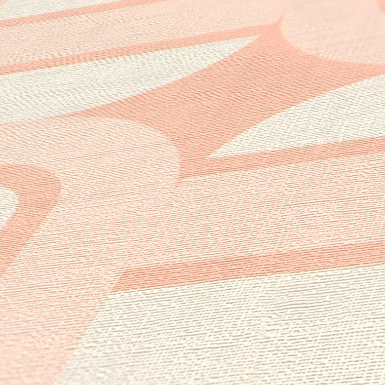 Tapeta graficzna kremowa biel - tapeta z włókniny w stylu retro - tapeta we wzory 