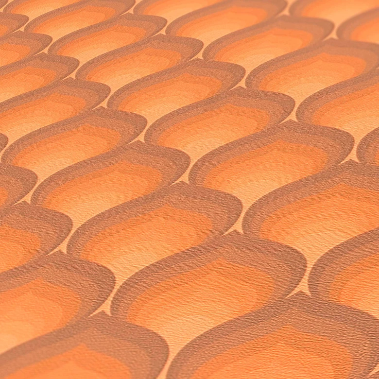 Papier peint vintage jaune marron - Papier peint intissé rétro graphique - Papier peint à motifs graphiques 