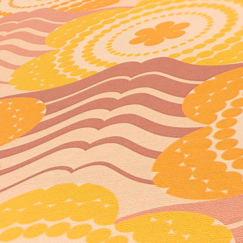 Papel pintado floral vintage beige marrón - papel pintado floral retro - papel pintado motivo vintage 