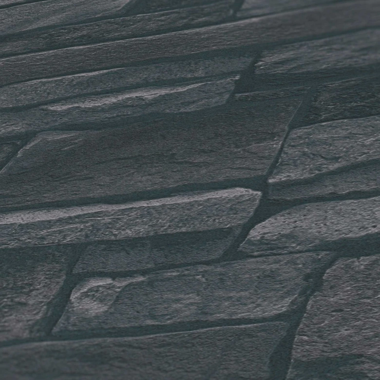 steen optiek behang zwart - 3D steen behang - vliesbehang slaapkamer hal 