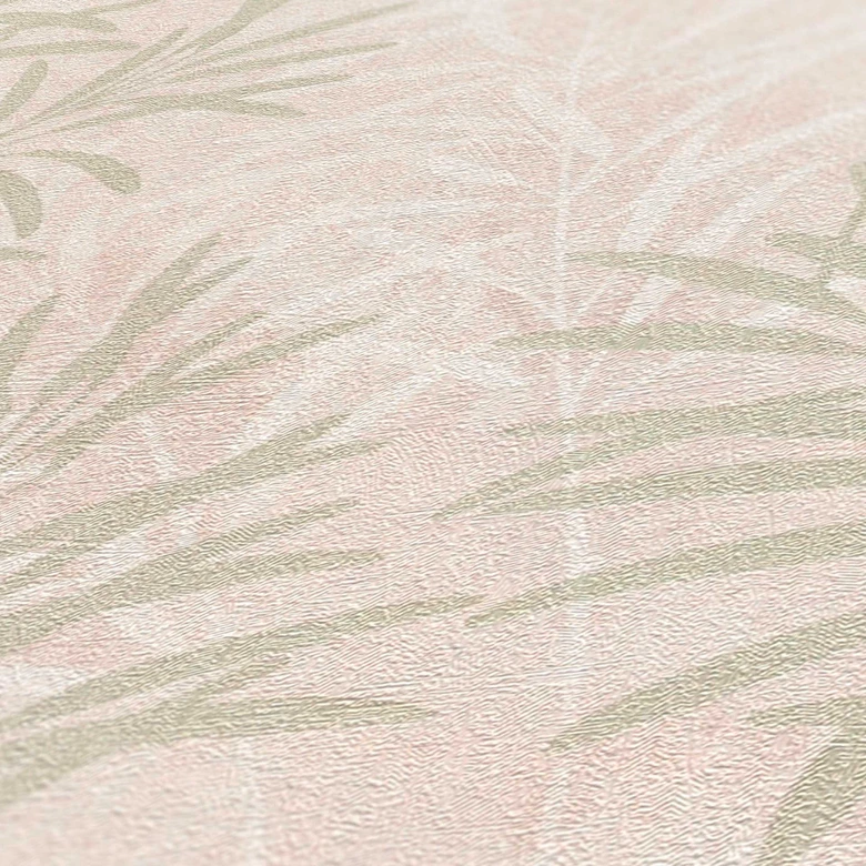 papier peint fleurs vert crème - papier peint naturel style campagne - papier peint intissé hall d'entrée du salon 