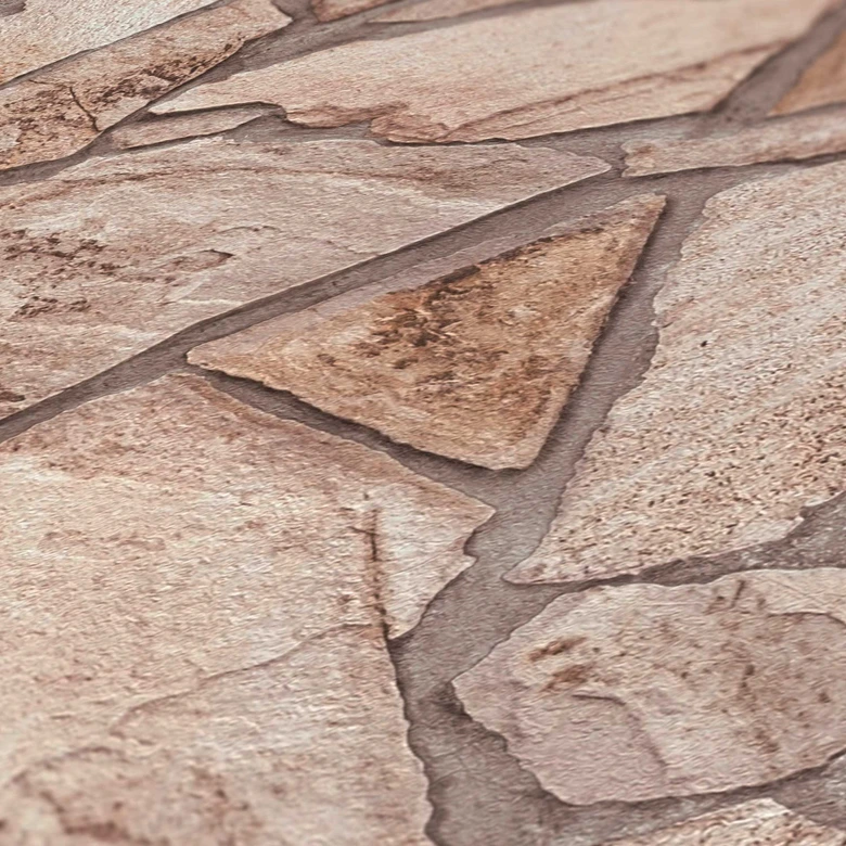 Stentapet grå creme - steneffekt tapet - non-woven tapet soveværelse kontor 
