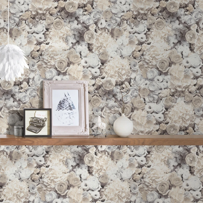 A.S. Création Vliestapete Trendwall 2 Rosentapete floral grau, schwarz, weiß 