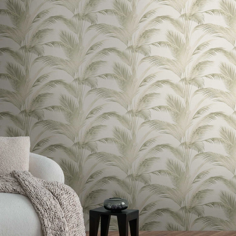 Palm wallpaper beige green - non-woven wallpaper with tropical samples in natural tones 