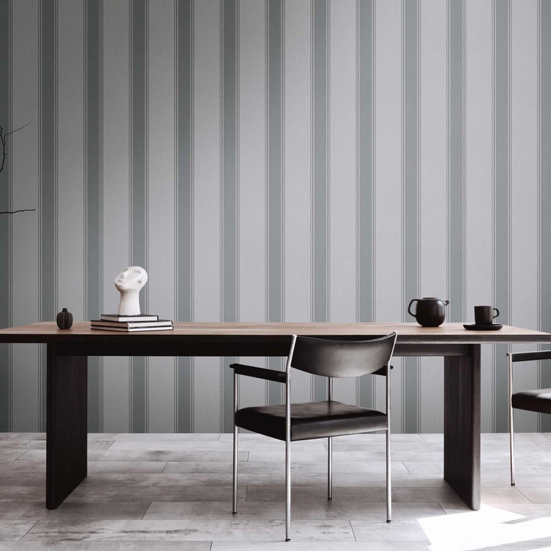 Stripe wallpaper light gray dark gray - non-woven wallpaper with classic stripe pattern 