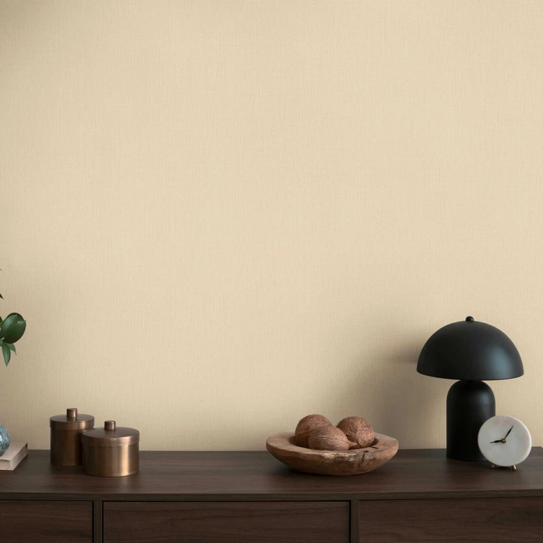 Cream unit wallpaper - non-woven wallpaper with a fine texture for warm living spaces 