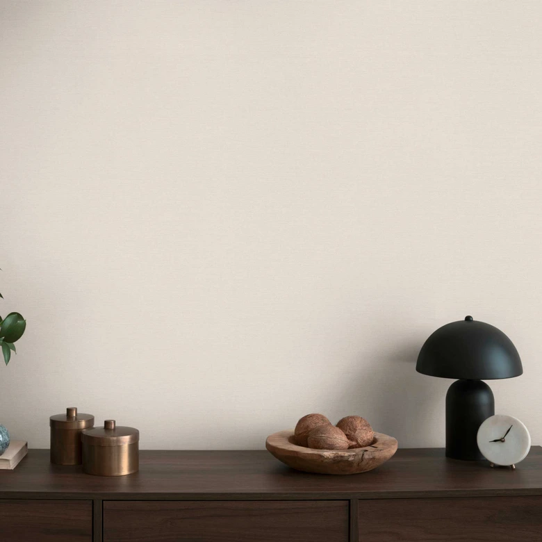 Unit wallpaper with fine texture in cream - Timeless non-woven wallpaper 