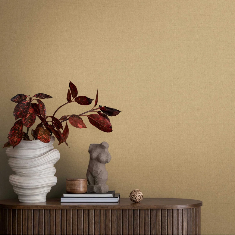 Unitapete mit Textilstruktur in Beige – Elegante Vliestapete 