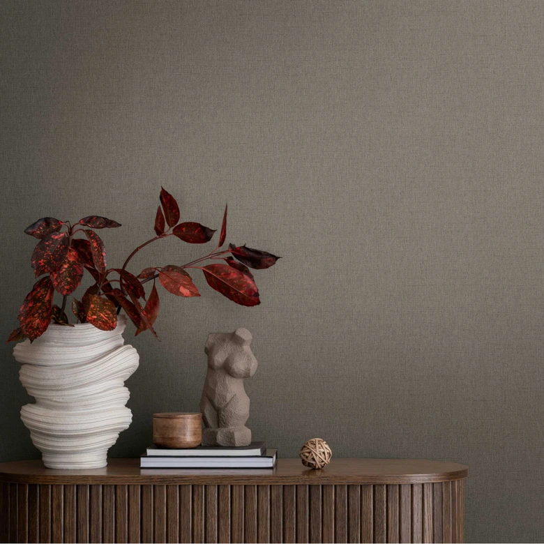 Textured wallpaper in linen look dark grey - elegant non-woven wallpaper 