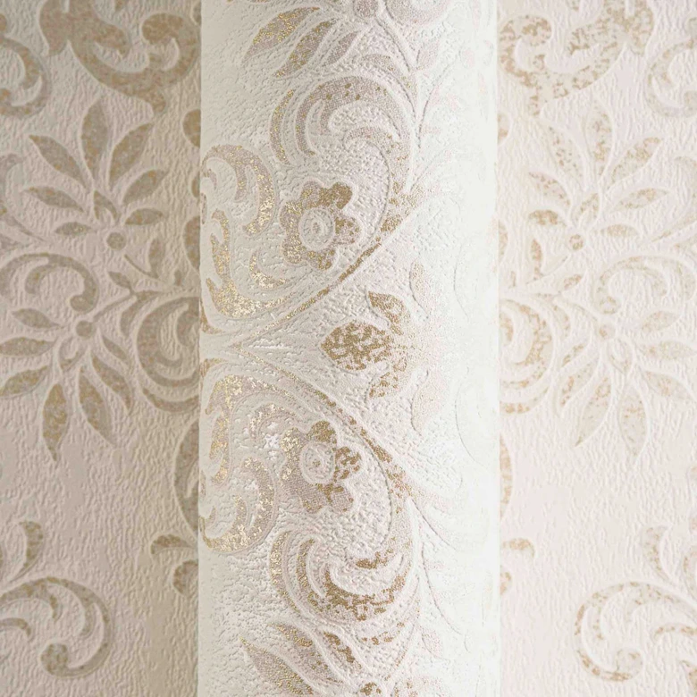 papier peint ornemental en beige et crème papier peint intissé Jette de style baroque classique 