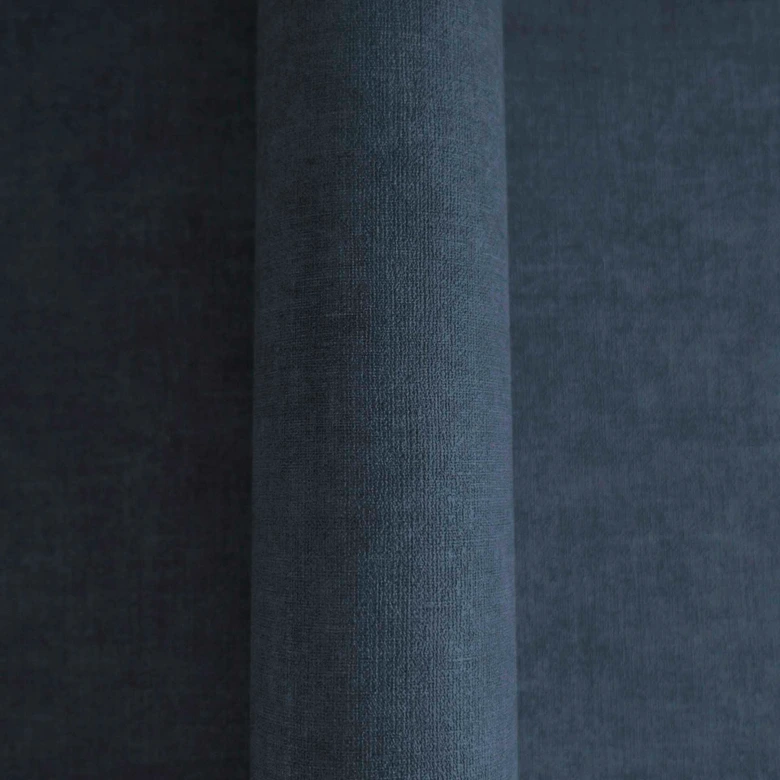 Textured wallpaper with a dark blue textile look - Elegant non-woven wallpaper - Modern wall design 