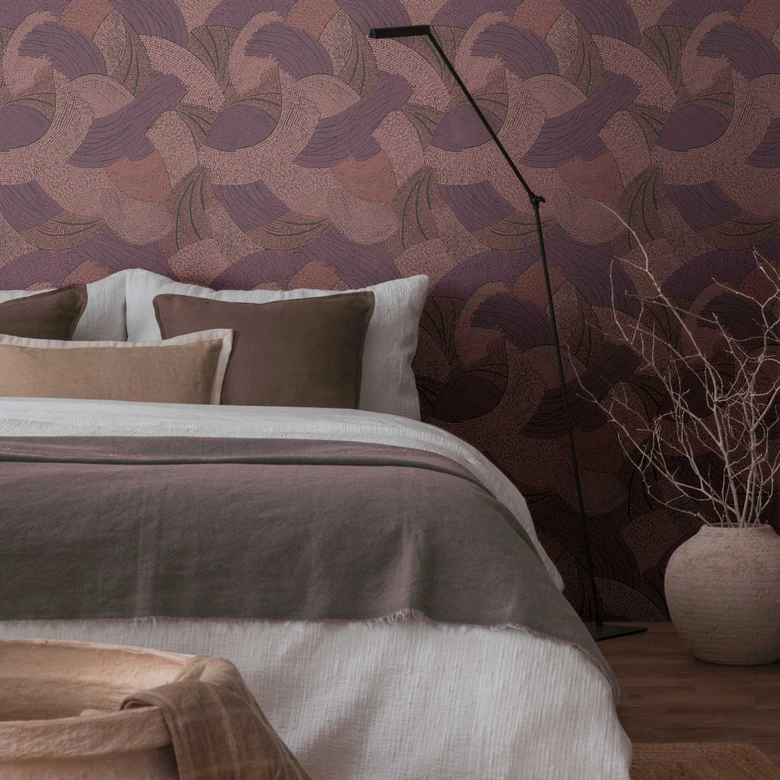 Abstrakte Mustertapete in Violett Rosa – Moderne Vliestapete mit lebendiger Struktur 