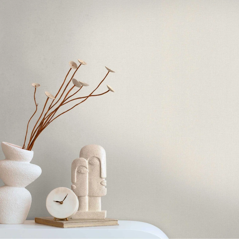 Unitapete mit feiner Struktur Sand – Vliestapete in warmer Textiloptik 