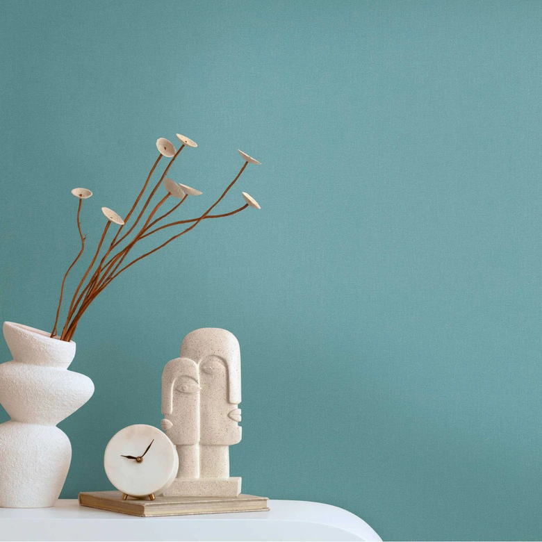 Unitapete mit feiner Struktur Blau – Vliestapete in textiler Optik modern 