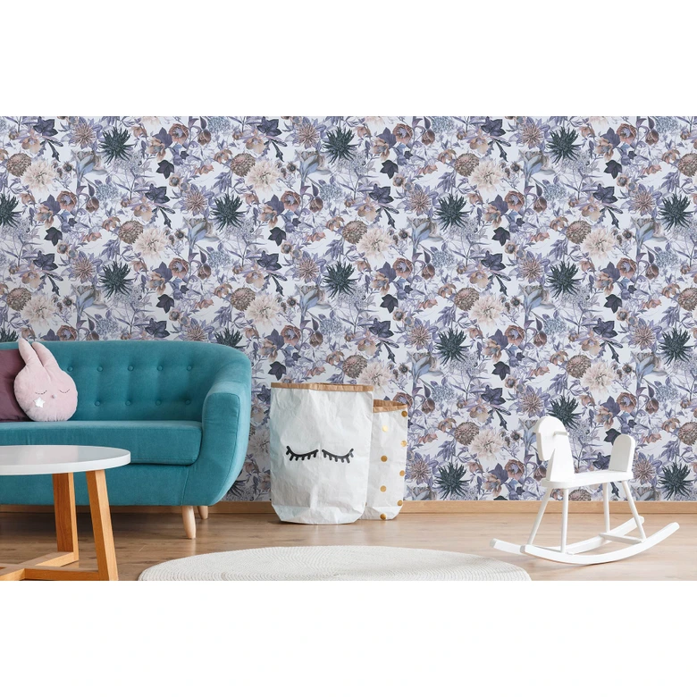 A.S. Création Blumentapete Dream Flowery Vliestapete floral blau, beige, weiß, grau 