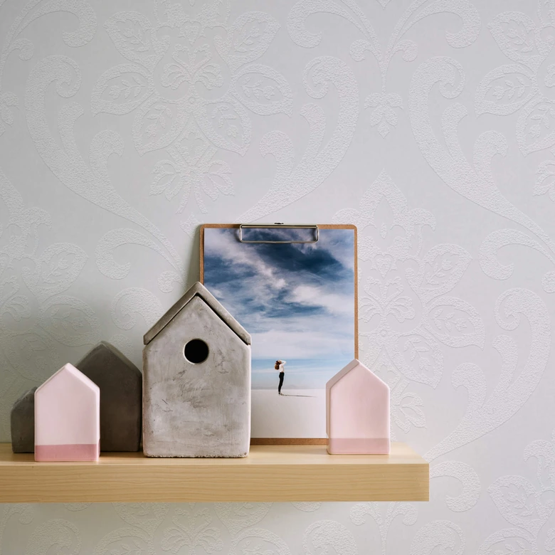 Patroonbehang Architects Paper Overschilderbaar Vliesbehang Pigment Klassiek Wit, overschilderbaar 