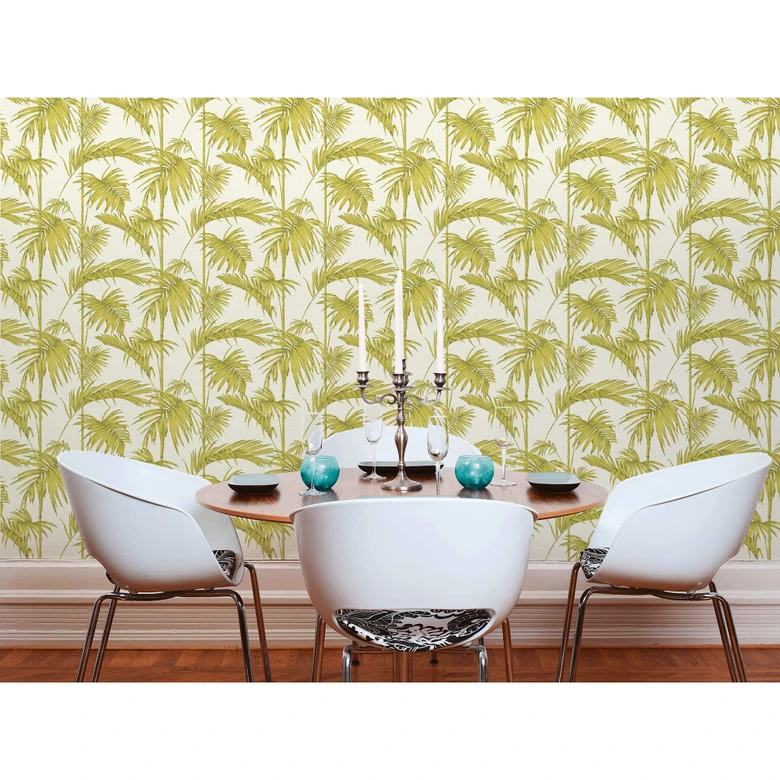 Livingwalls Vliestapete Metropolitan Stories Lola Paris Palmentapete creme, grün 