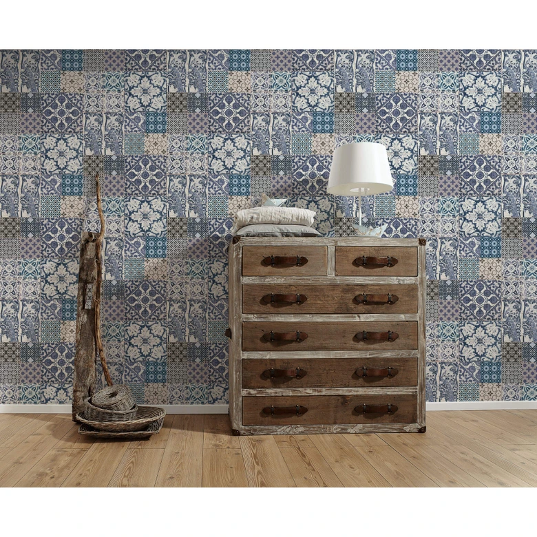 Livingwalls papier peint intissé Metropolitan Stories papier peint Anke et Daan Amsterdam bleu;crème;blanc 