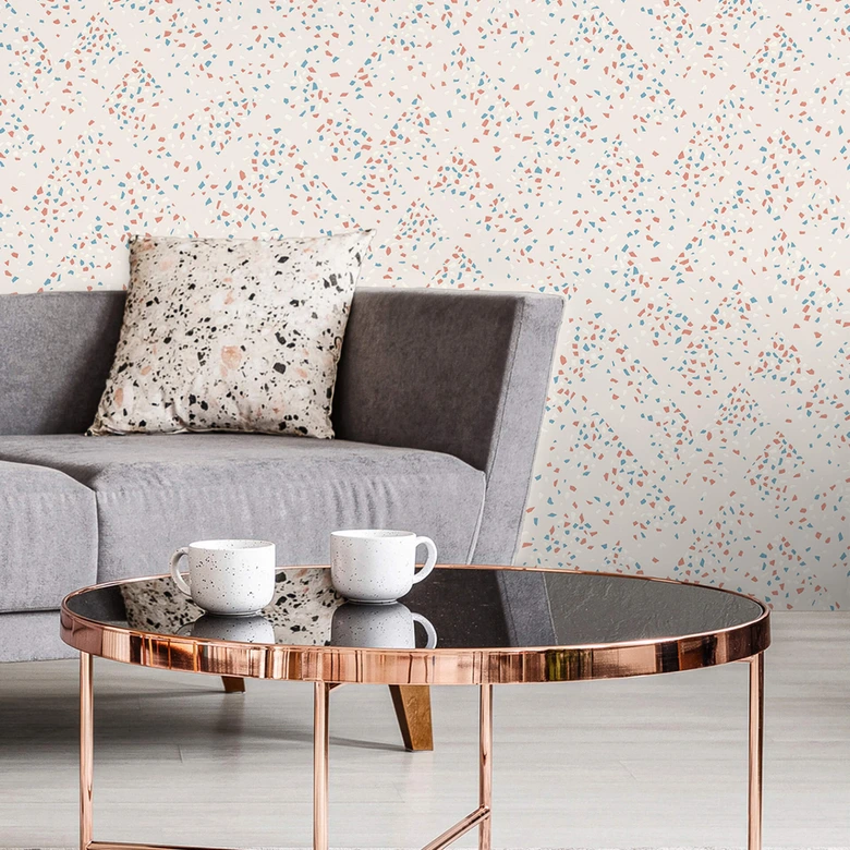 Livingwalls Papier peint intissé New Walls 50's Glam Confetti blanc, bleu, rose 