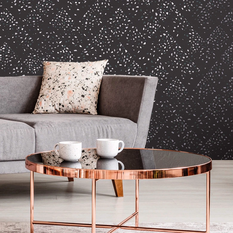 Livingwalls non-woven tapet New Walls 50's Glam grå, metallic, svart 