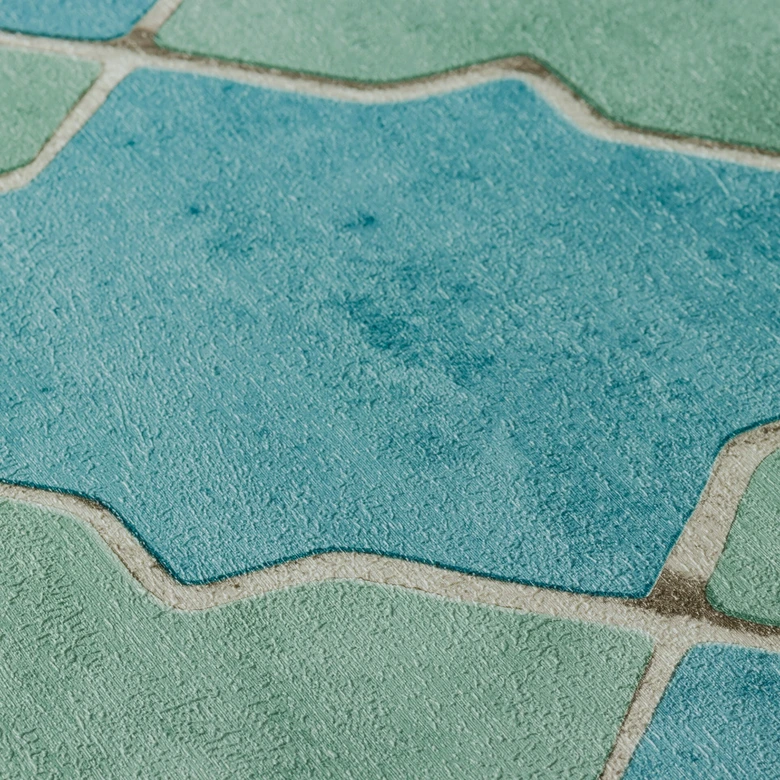 Livingwalls Papier peint intissé New Walls Finca Home motif carrelage bleu, vert, gris 