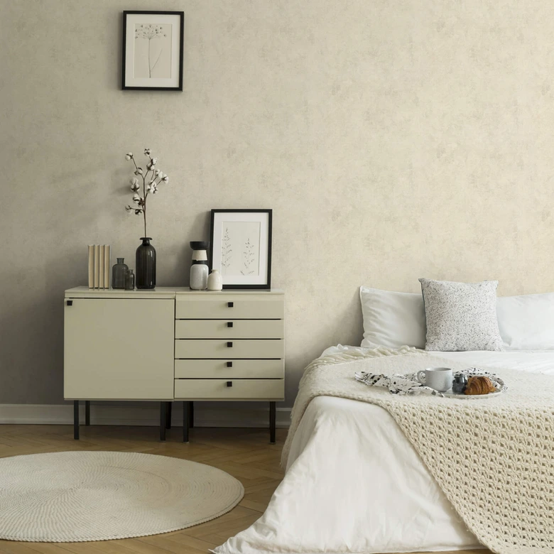Livingwalls Papier peint intissé New Walls Urban Grace Vintage uni métallique, crème  