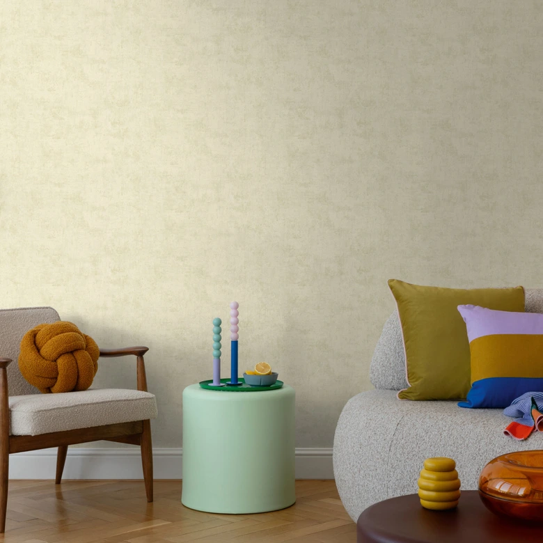 Elegant non-woven tapet - fint stribemønster i naturlige toner & greige 