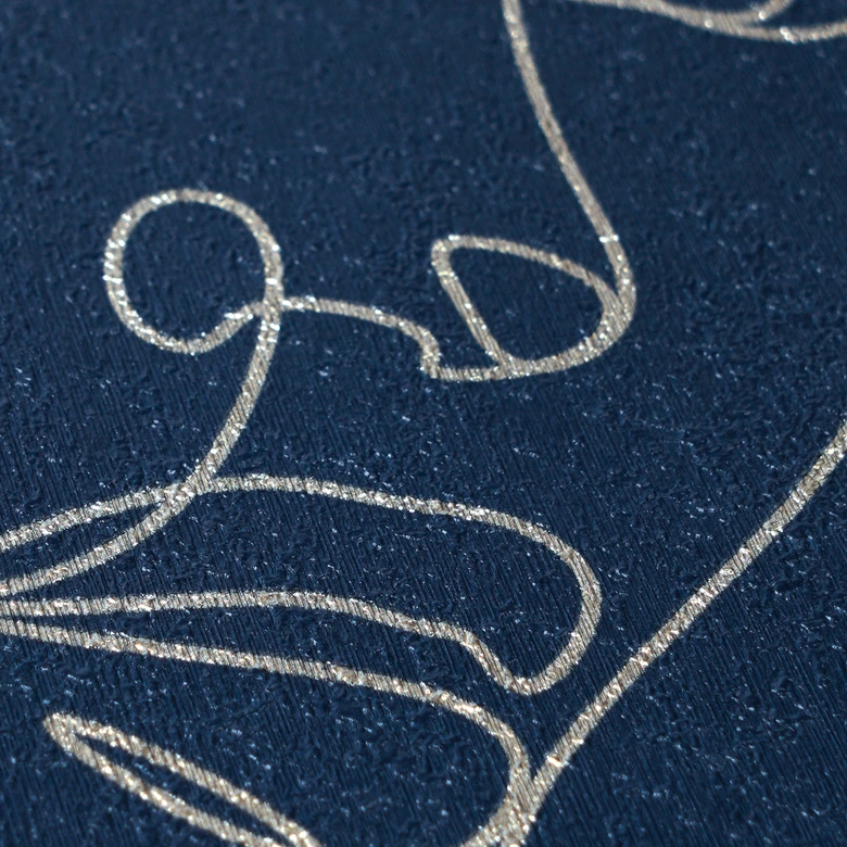 Papier peint visage bleu foncé or - Papier peint intissé Line-Art moderne élégant art 