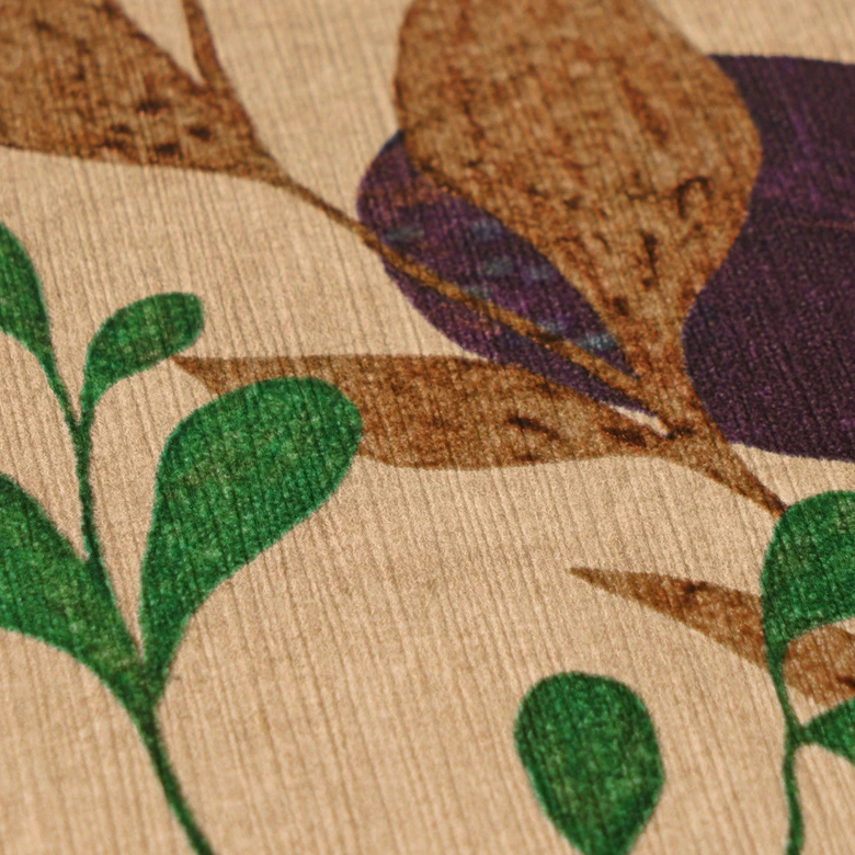 Papier peint intissé avec motifs de feuilles colorées sur fond beige 
