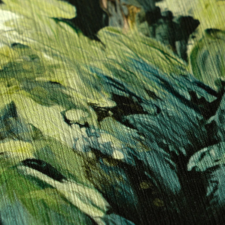 Papier peint intissé avec des arbres impressionnistes dans les tons de vert sur fond vert 