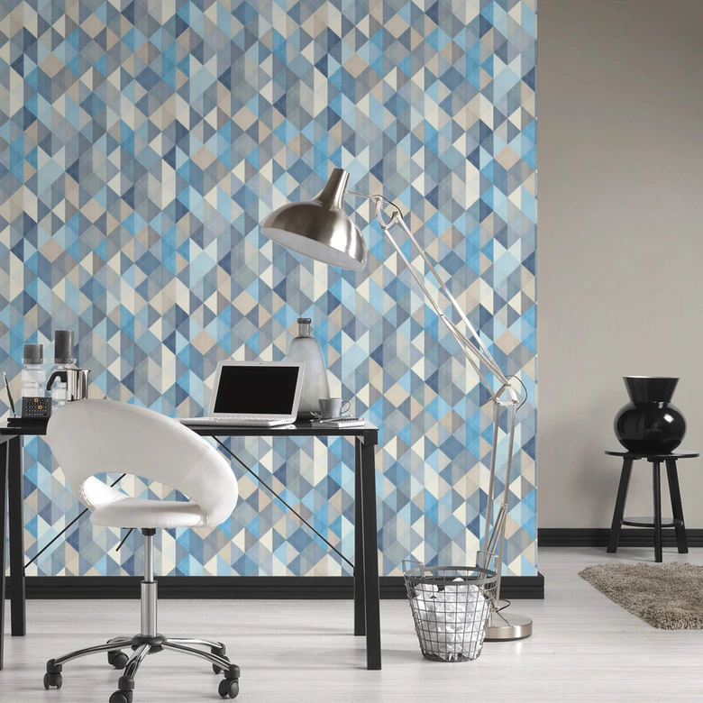 A.S. Création Scandinavian 2 Papier peint géométrique - Bleu, Gris 