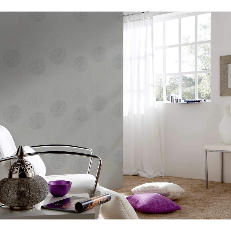 A.S. Création Vliestapete Spot Blumentapete floral Glitzereffekt grau 