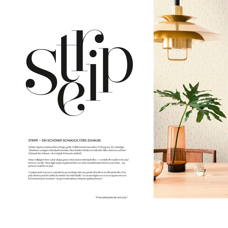 A.S. Création Vliestapete The BOS - Papier peint moderne à rayures crème, or 