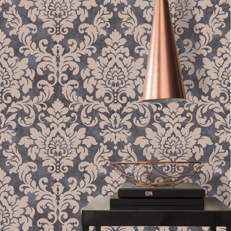 Livingwalls Vliestapete Trendwall Tapete mit Ornamenten barock beige, metallic, schwarz 