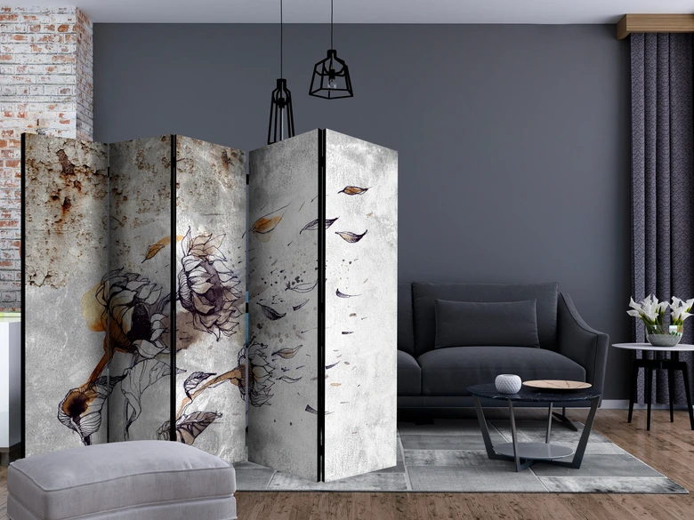 Paravent Séparation de pièce - Tournesols dans le vent, 3 pièces 