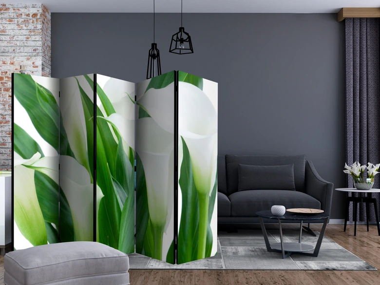 Paravent Séparation de pièce - Bouquet de fleurs - Callas, 3 pièces 