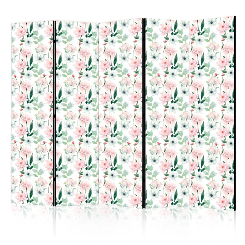 Paravent, Raumteiler freistehend, Trennwand - Peonies on a White Background 