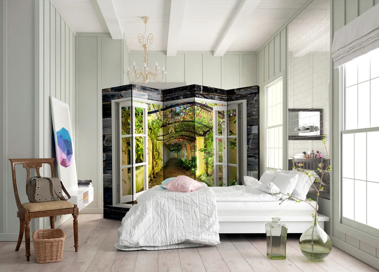 Paravent Séparation de pièce - Jardin secret, 3 pièces 