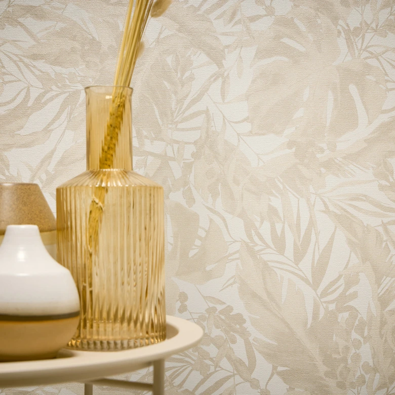 COSMOPOLITAN Dschungel Tapete Beige Creme - Botanische Vliestapete mit Blättern 