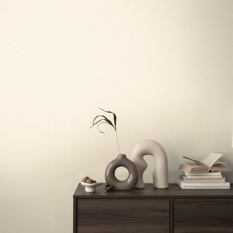 COSMOPOLITAN Struktur-Tapete Creme Metallic - moderne Uni Vliestapete Wohnzimmer 