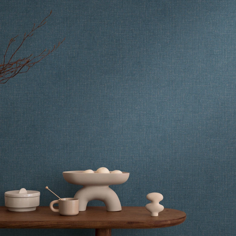 COSMOPOLITAN papier peint uni bleu foncé papier peint intissé noble aspect textile chambre à coucher 