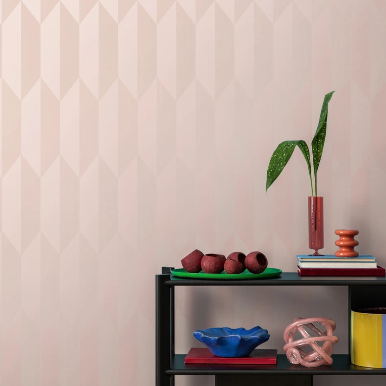 COSMOPOLITAN 3D tapet geometrisk pink moderne Ikke-vævet tapet med metallisk effekt 
