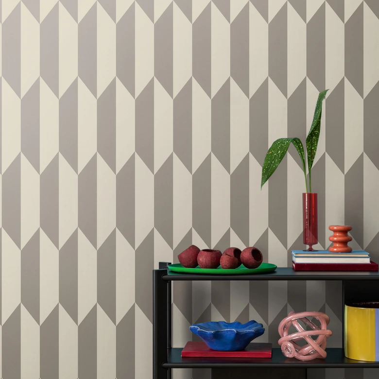 COSMOPOLITAN 3D behang grijs met metallic effect - zilverwit Vliesbehang 